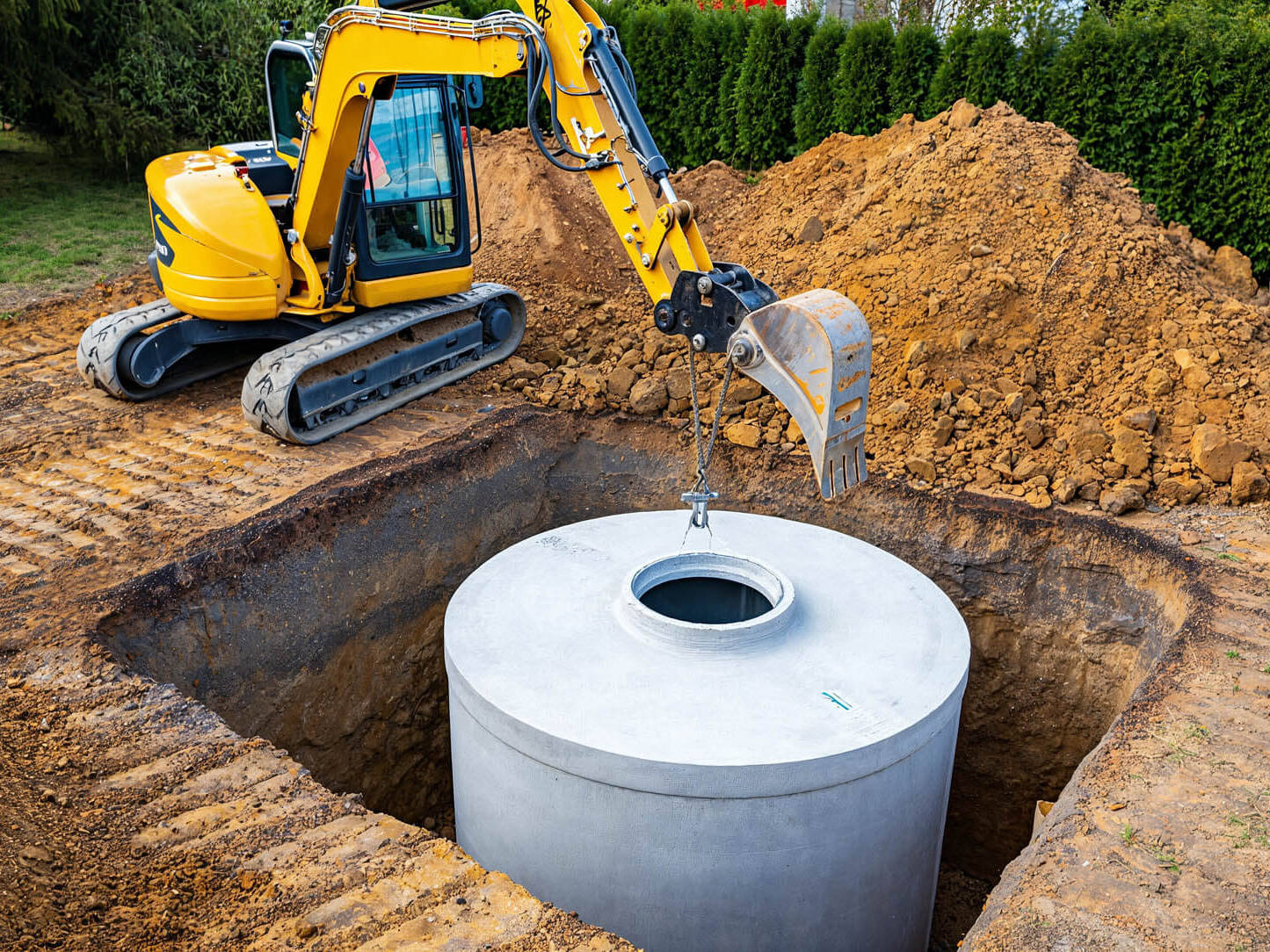 Installing concrete tanks
